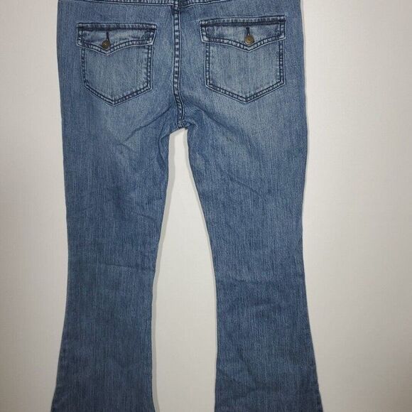 Vintage Y2K Bebe Women's Low Rise Flare Jeans Sz27 Flap Back Pockets Made in USA - Picture 2 of 9